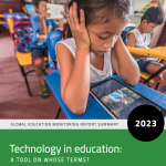 Who promotes education technology as a precondition for education transformation?