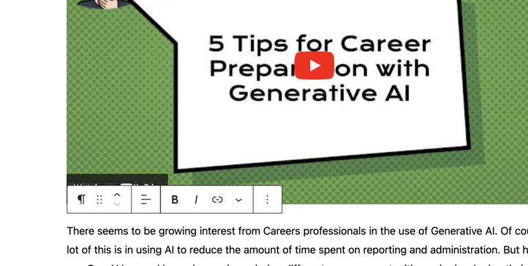 Shot of opening video screen on 5 tips for Career Preparation with Genertaive AO